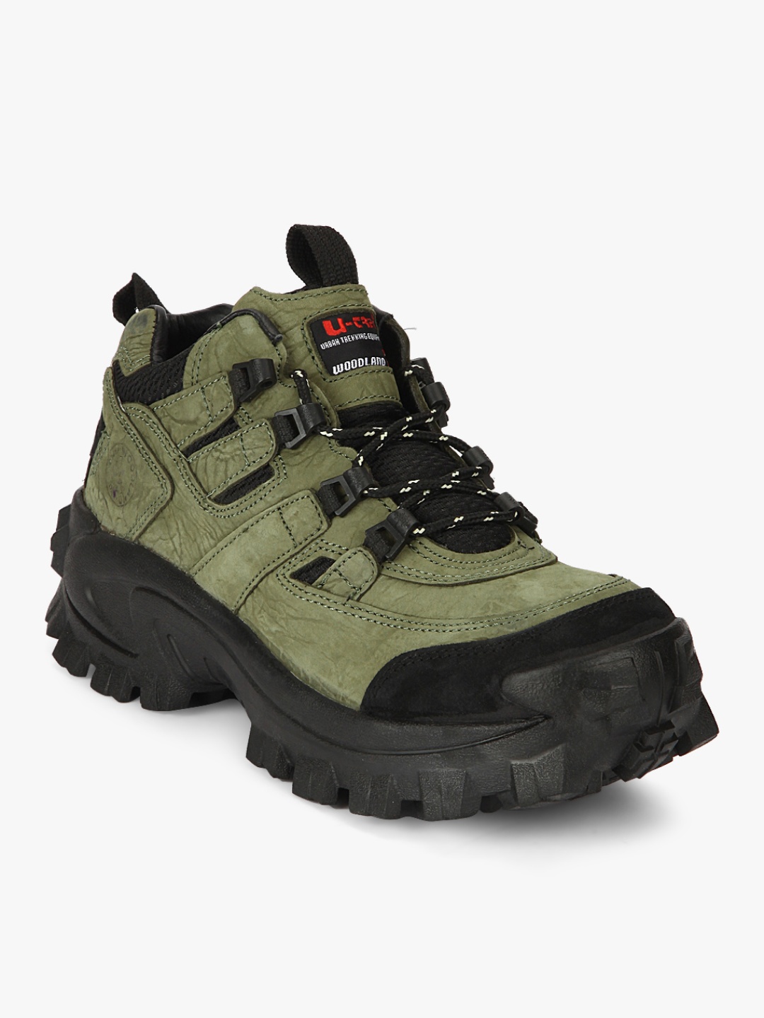 

Woodland Men Nubuck Mid-Top Trekking Shoes, Olive