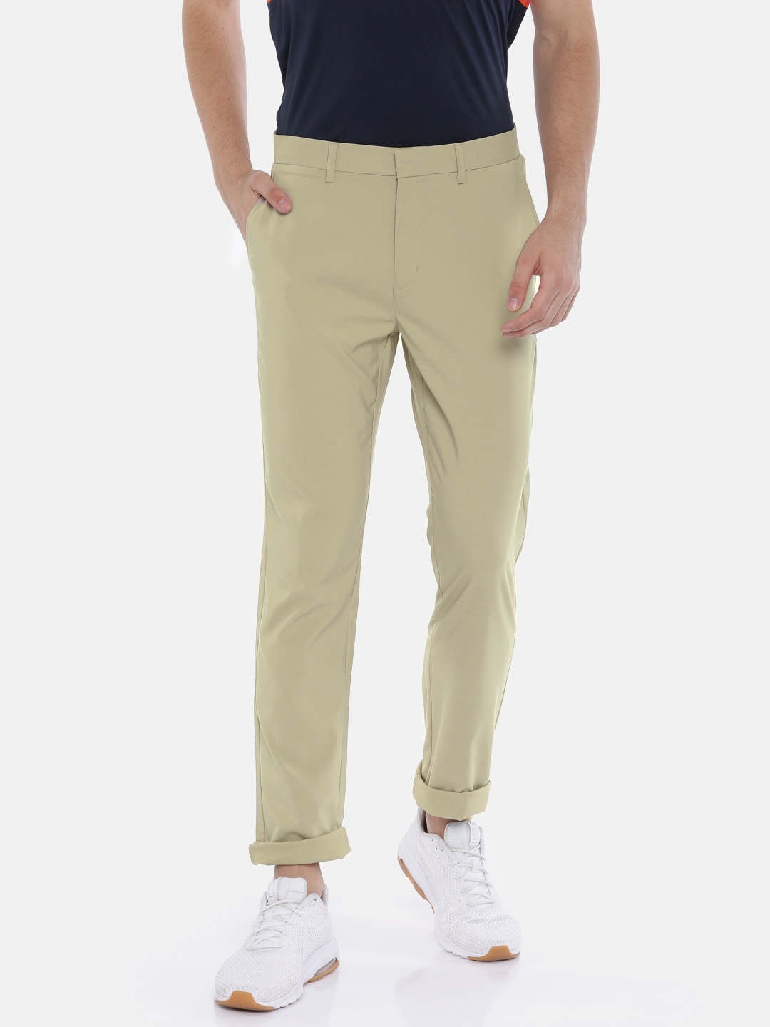 

U.S. Polo Assn. Men Beige Regular Fit Solid Regular Trousers