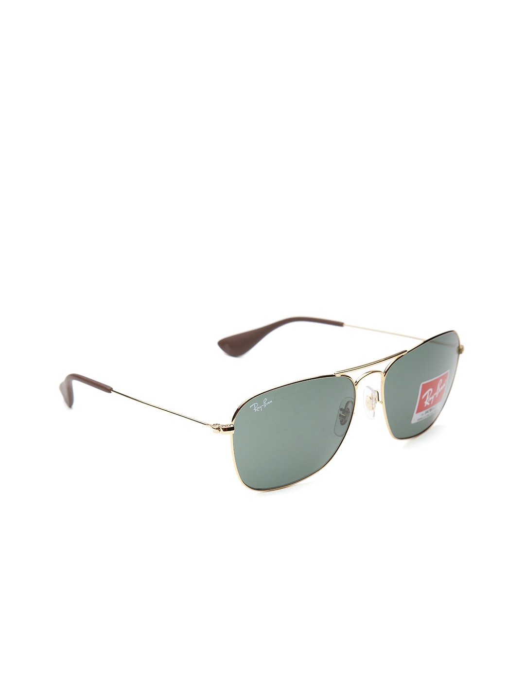 

Ray-Ban Unisex Rectangle Sunglasses 0RB36100017158, Green