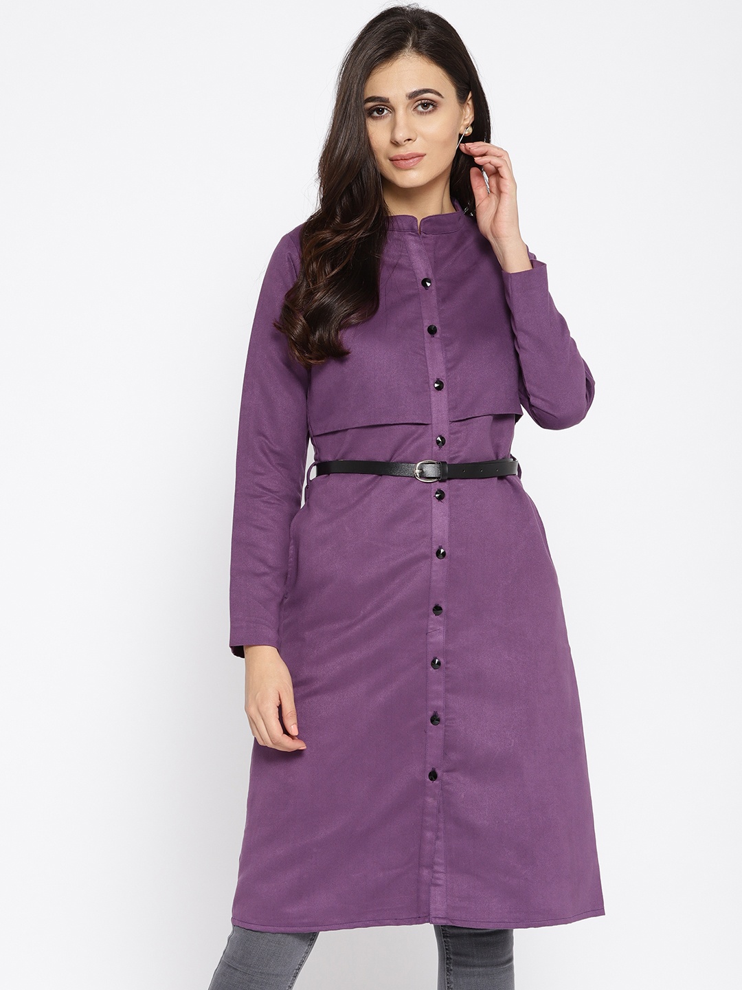 

Athena Women Purple Solid Overcoat