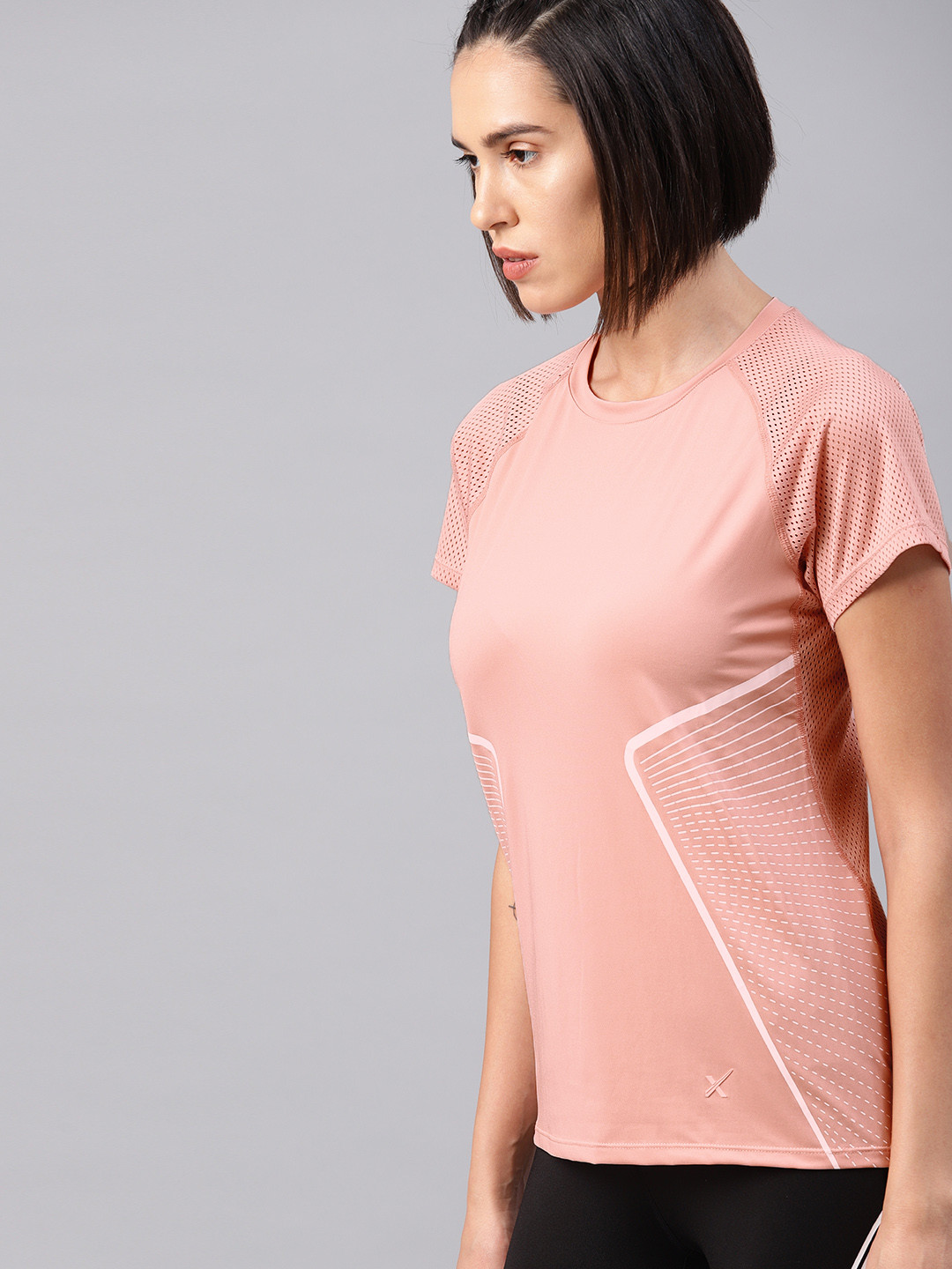 

HRX by Hrithik Roshan Women Peach-Coloured Printed Round Neck Running T-shirt
