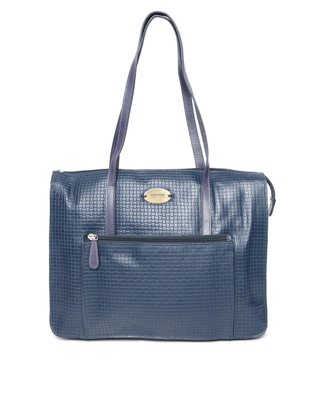 

Hidesign Navy Blue Leather Textured Shoulder Bag