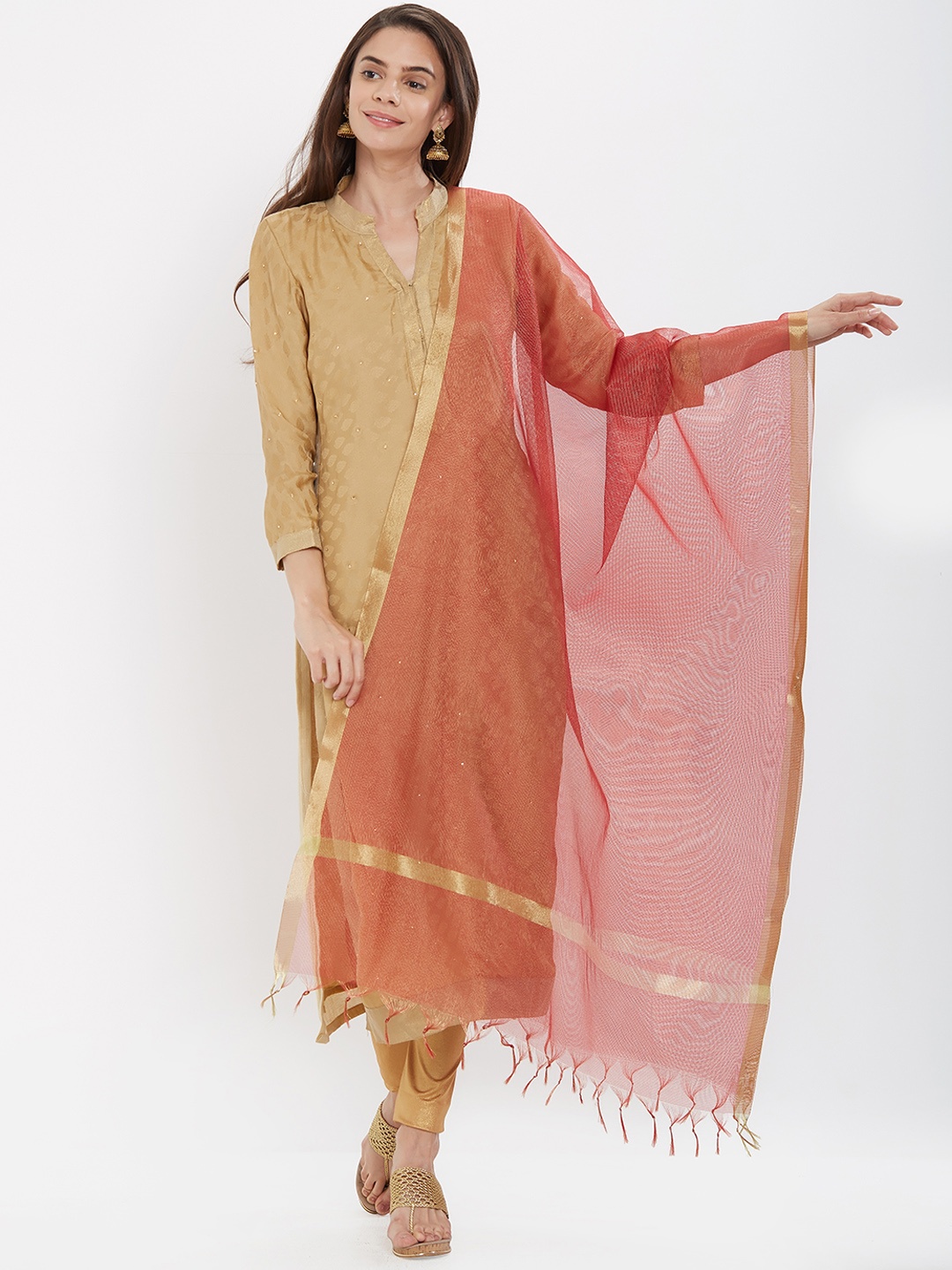 

Dupatta Bazaar Women Red Solid Dupatta