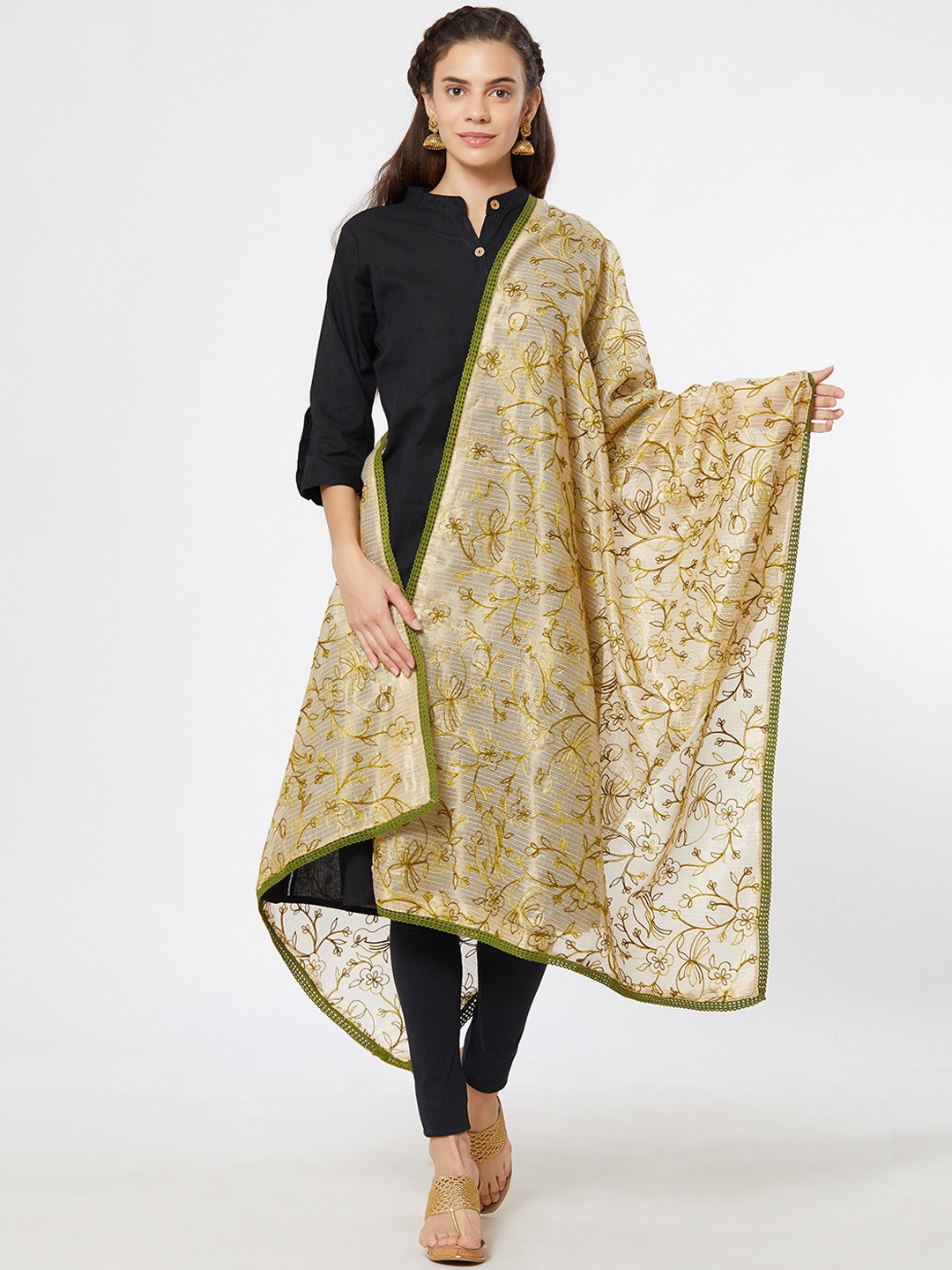 

Dupatta Bazaar Women Beige Embroidered Dupatta