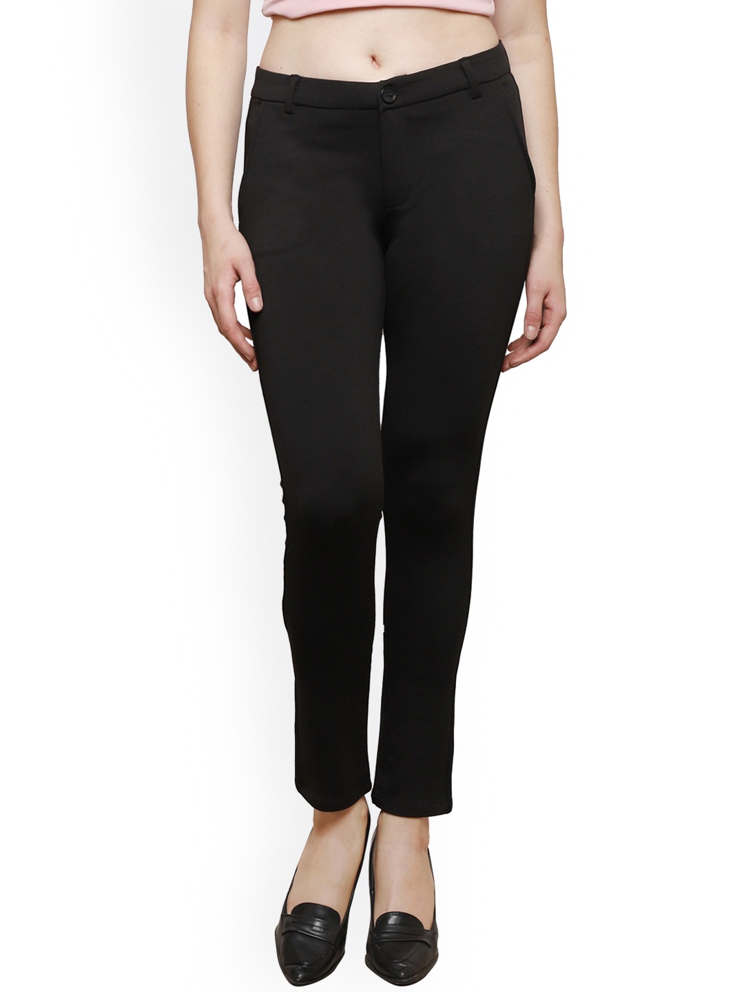 

Westwood Women Black Skinny Fit Solid Regular Trousers