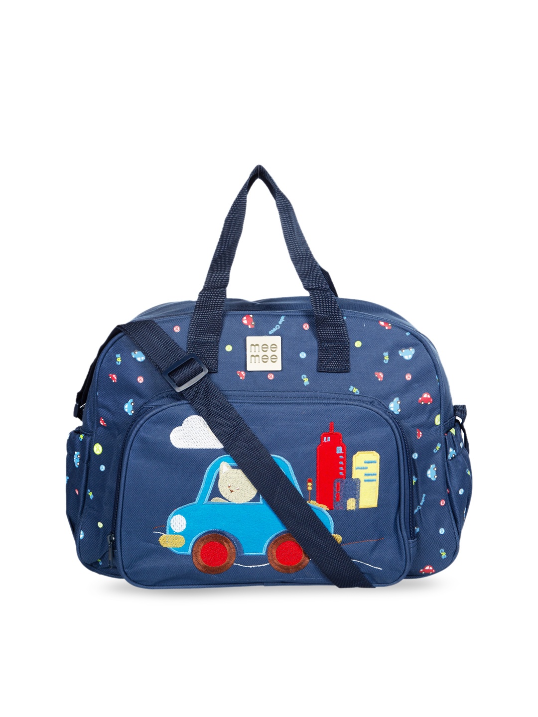 

MeeMee Kids Blue Printed Multifunctional Baby Diaper Bag