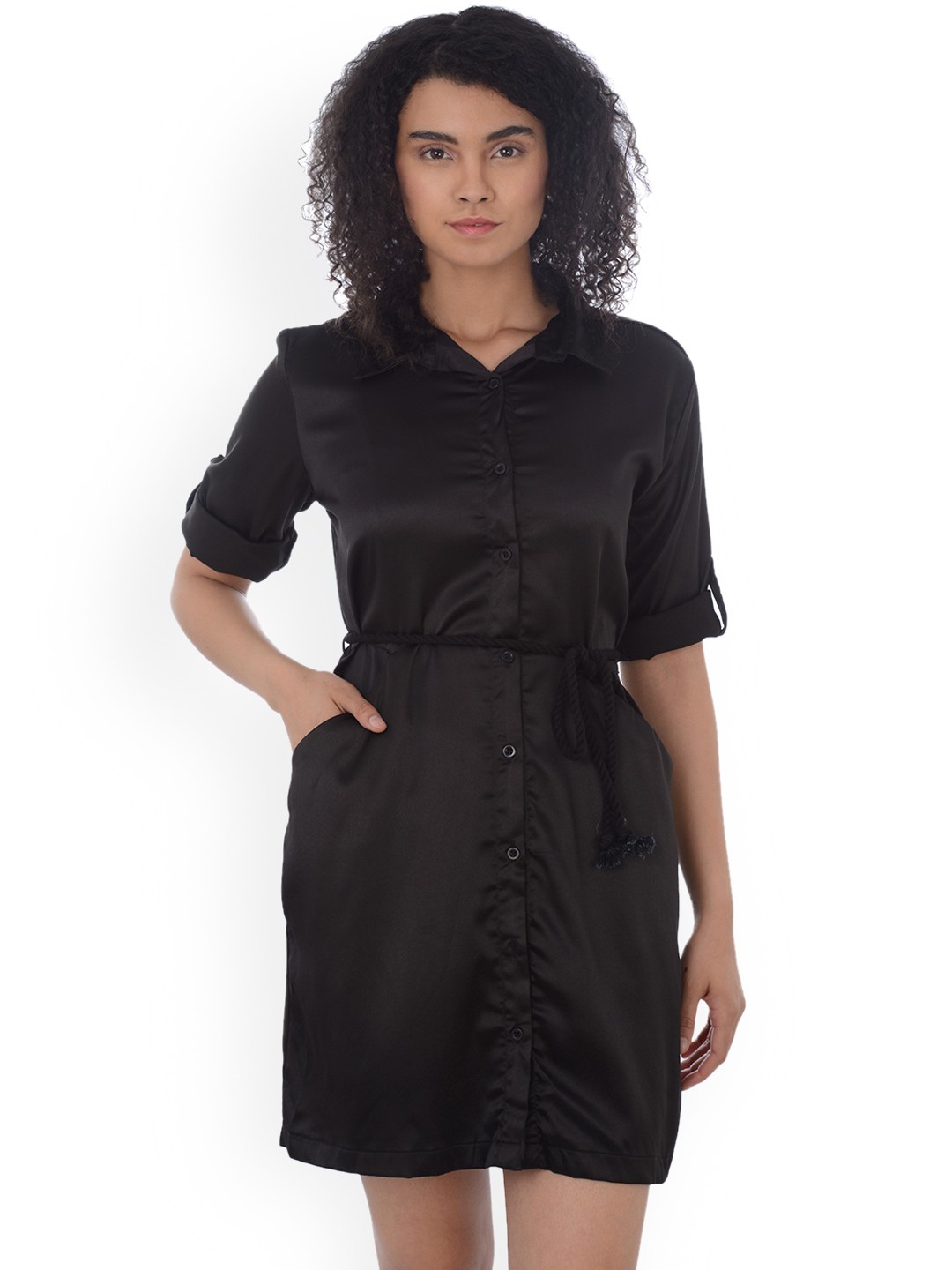 

Da Intimo Women Black Solid Sleep Shirt