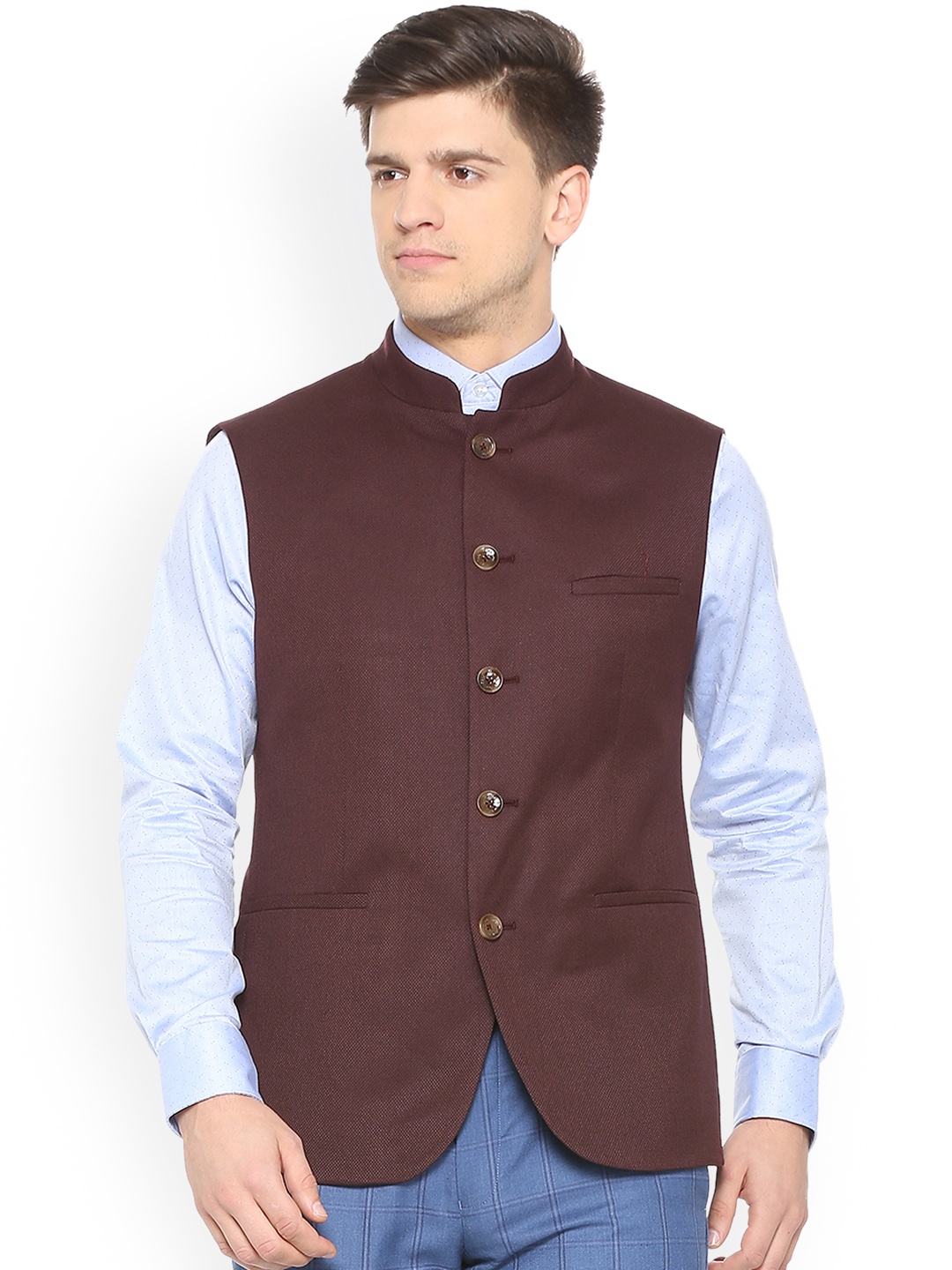 

Allen Solly Men Brown Woven Nehru Jacket