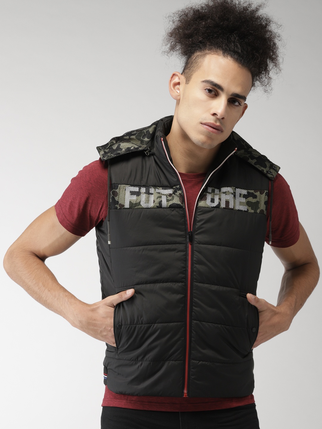 

Fort Collins Men Black Printed Bomber Jacket
