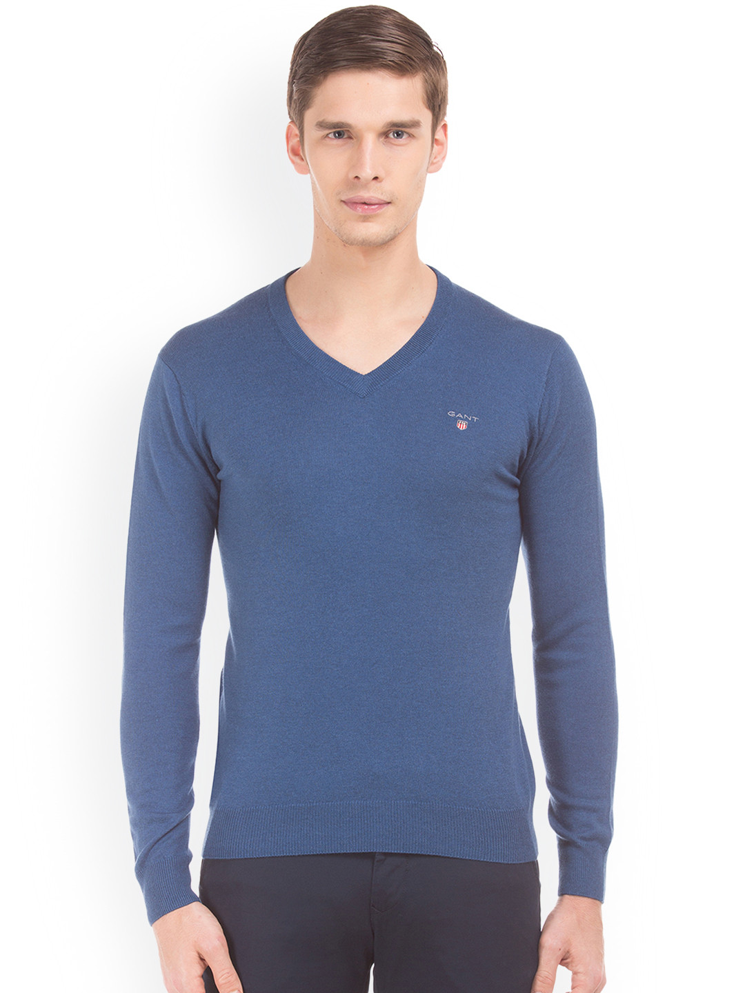 

GANT Men Blue Solid Pullover