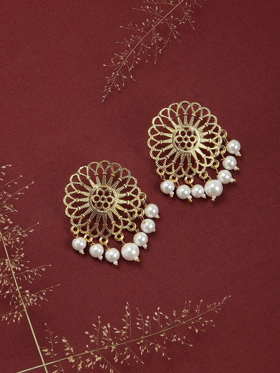 

Fida Gold-Toned Circular Drop Earrings