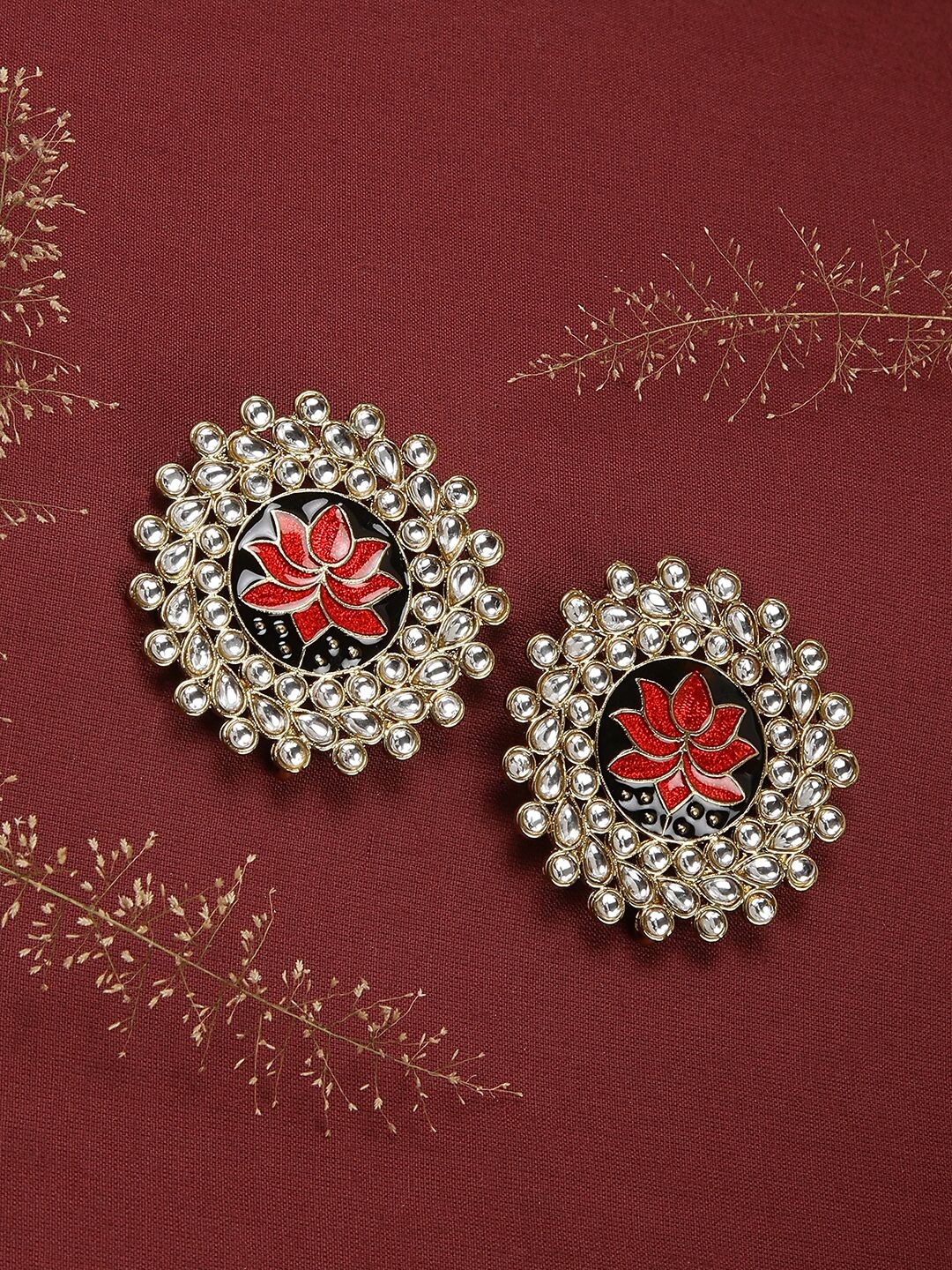 

Fida Gold-Toned & Red Circular Studs