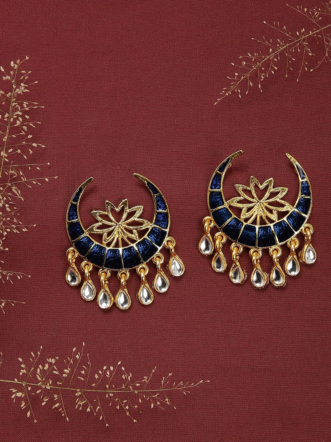 

Fida Gold-Toned Crescent Shaped Drop Earrings