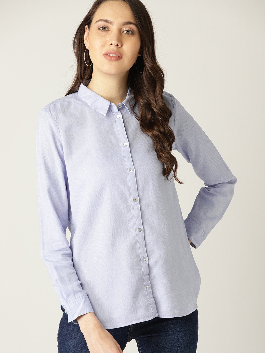 

ESPRIT Women Blue Regular Fit Solid Formal Shirt