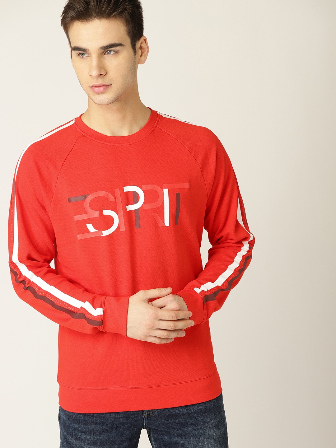 

ESPRIT Men Red & White Printed Sweatshirt