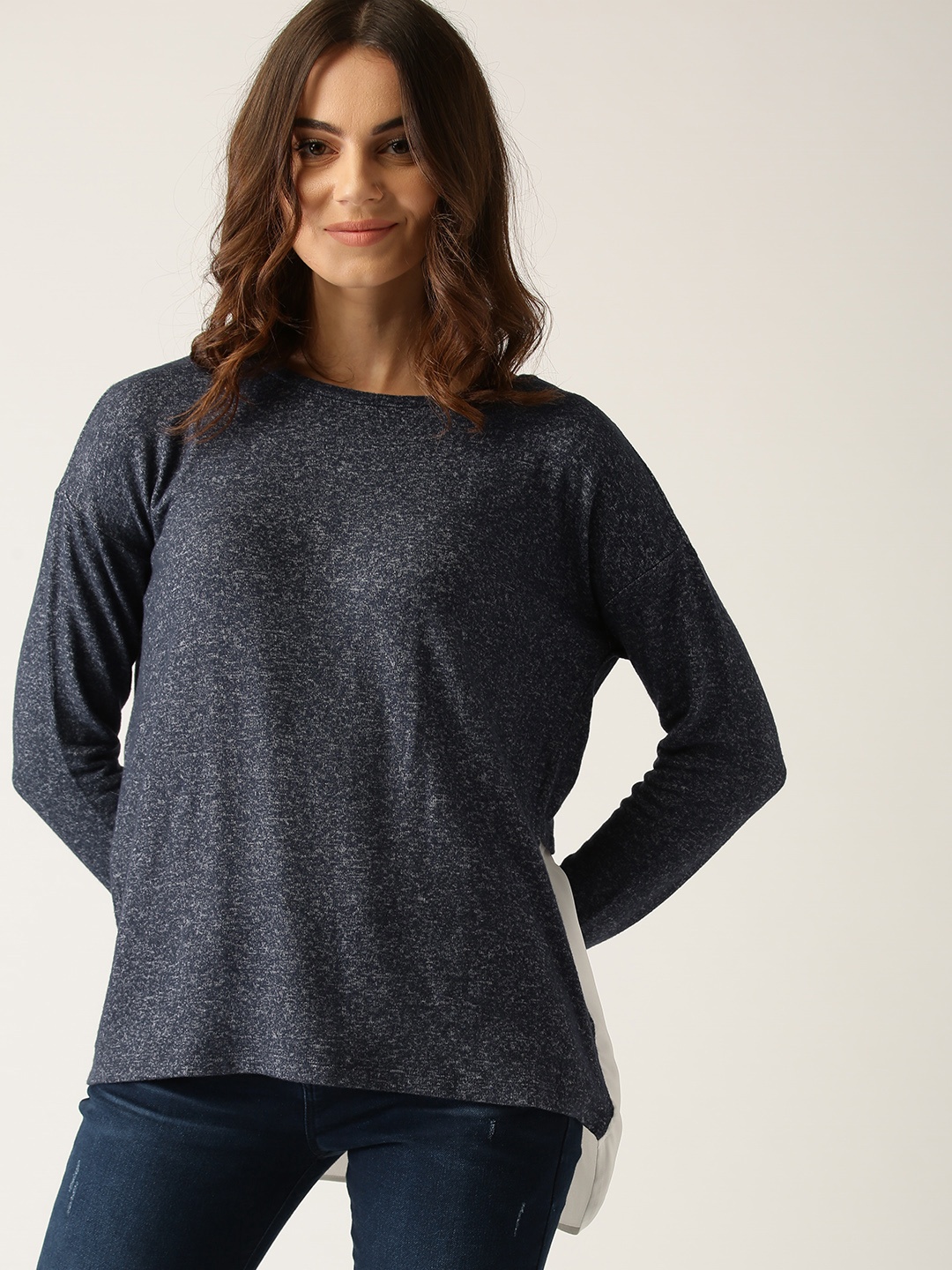 

ESPRIT Women Navy Blue Solid Top