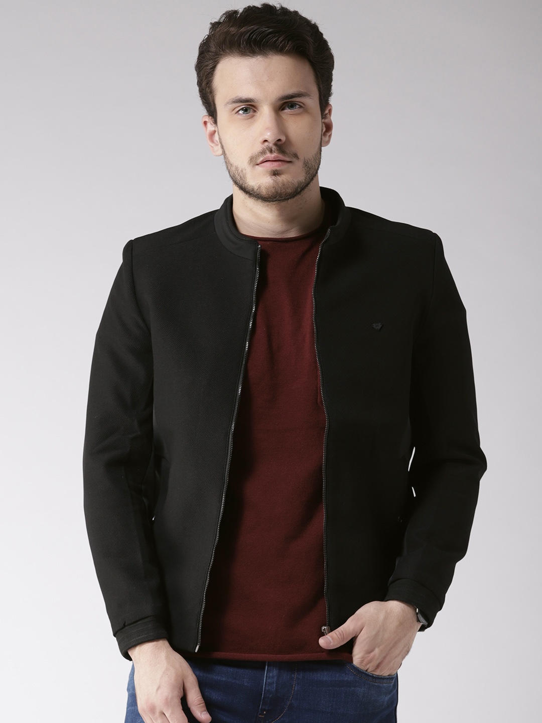 

Fort Collins Men Black Solid Bomber Jacket