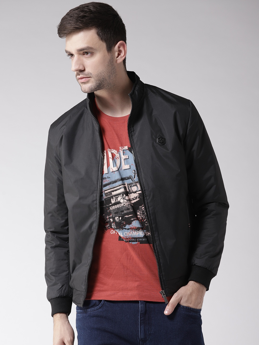 

Fort Collins Men Black Solid Bomber Jacket