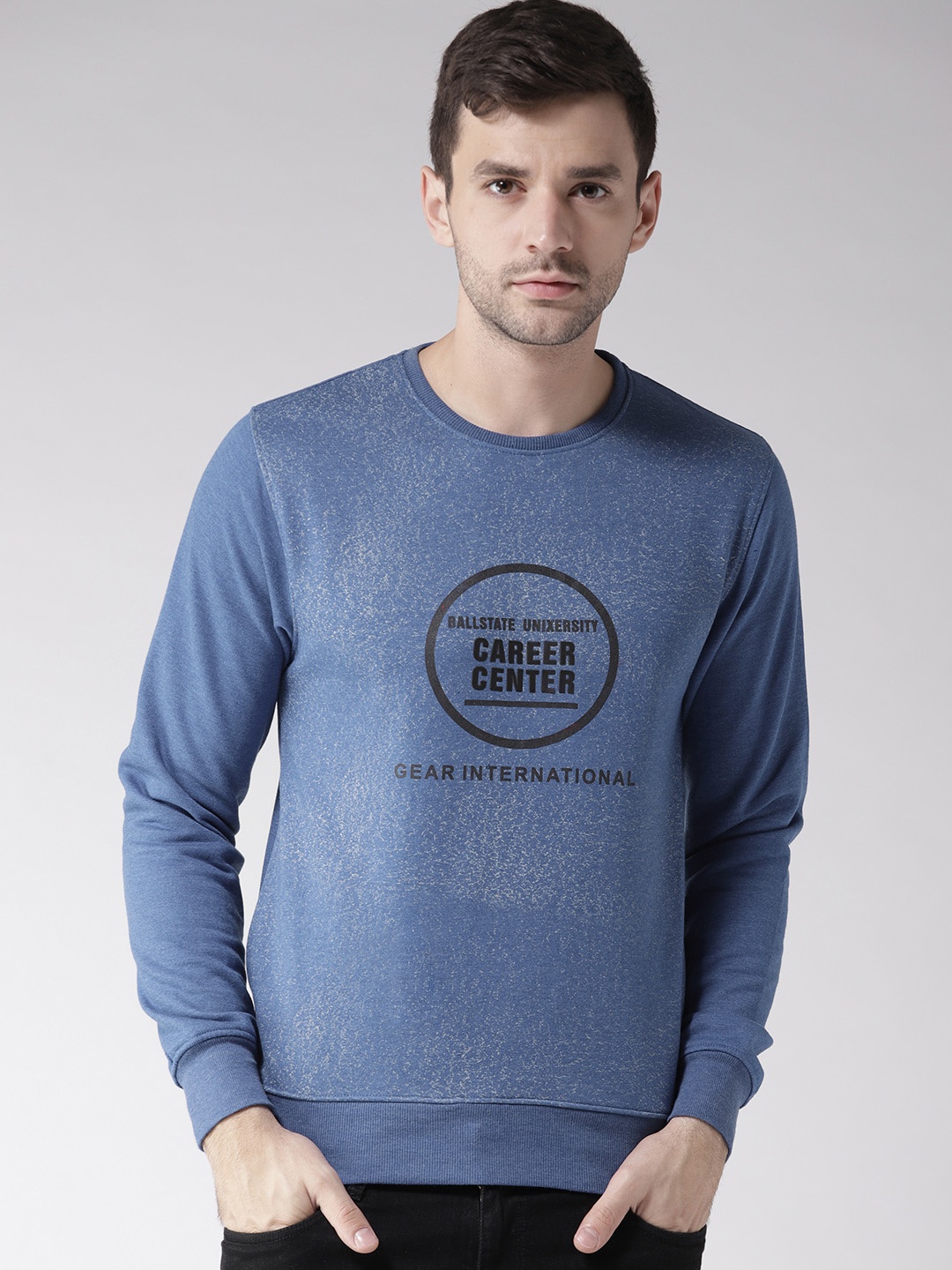 

Fort Collins Men Blue Printed Sweatshirt