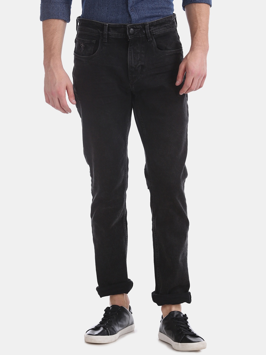 

U.S. Polo Assn. Denim Co. Men Black Slim Fit Mid-Rise Clean Look Jeans