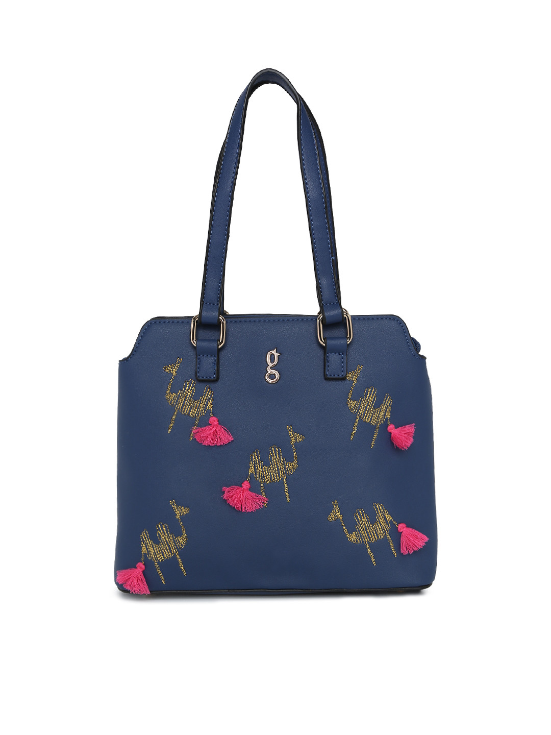 

Global Desi Blue Self Design Shoulder Bag