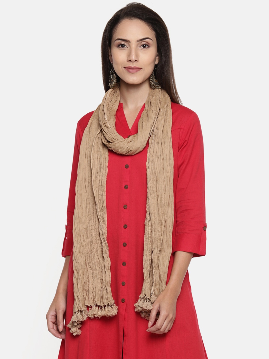 

RANGMANCH BY PANTALOONS Beige Solid Dupatta