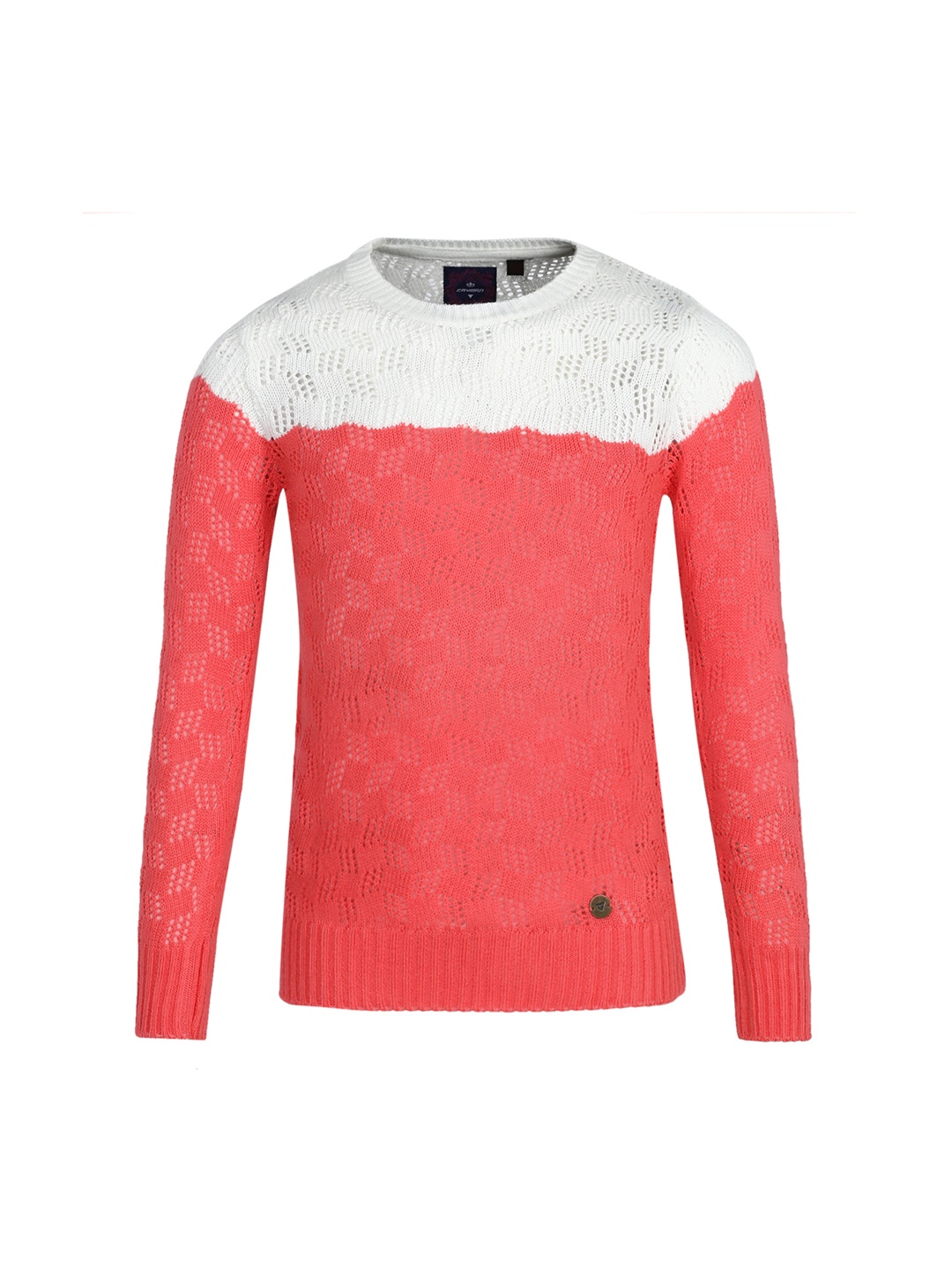 

Cayman Girls Coral & White Colourblocked Pullover