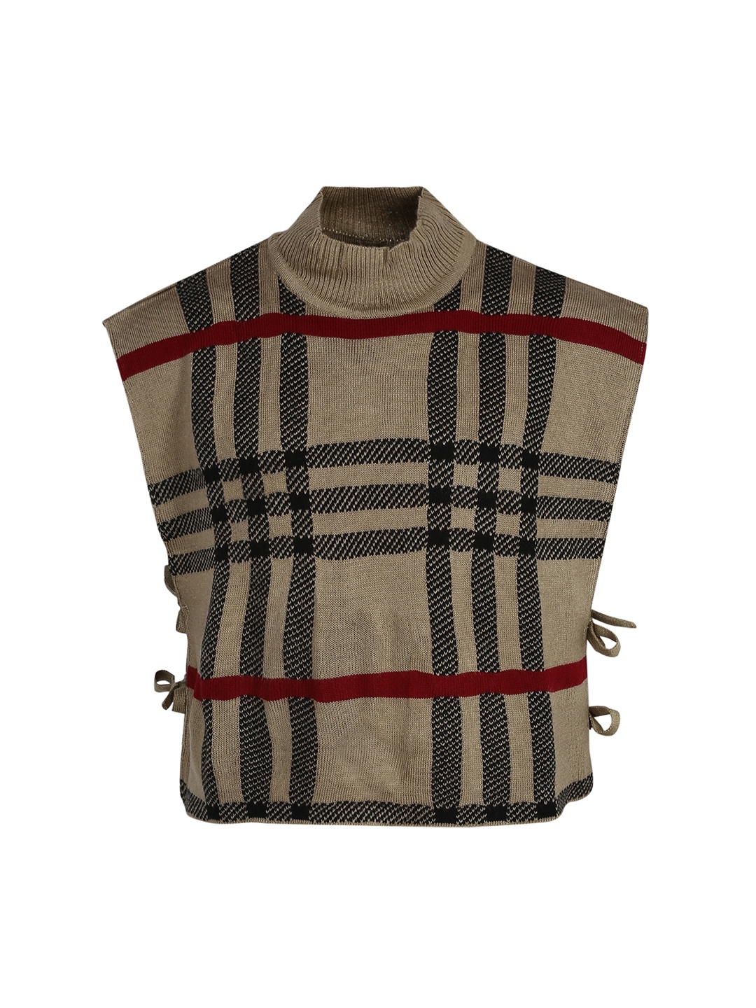 

Cayman Girls Beige & Black Checked Poncho
