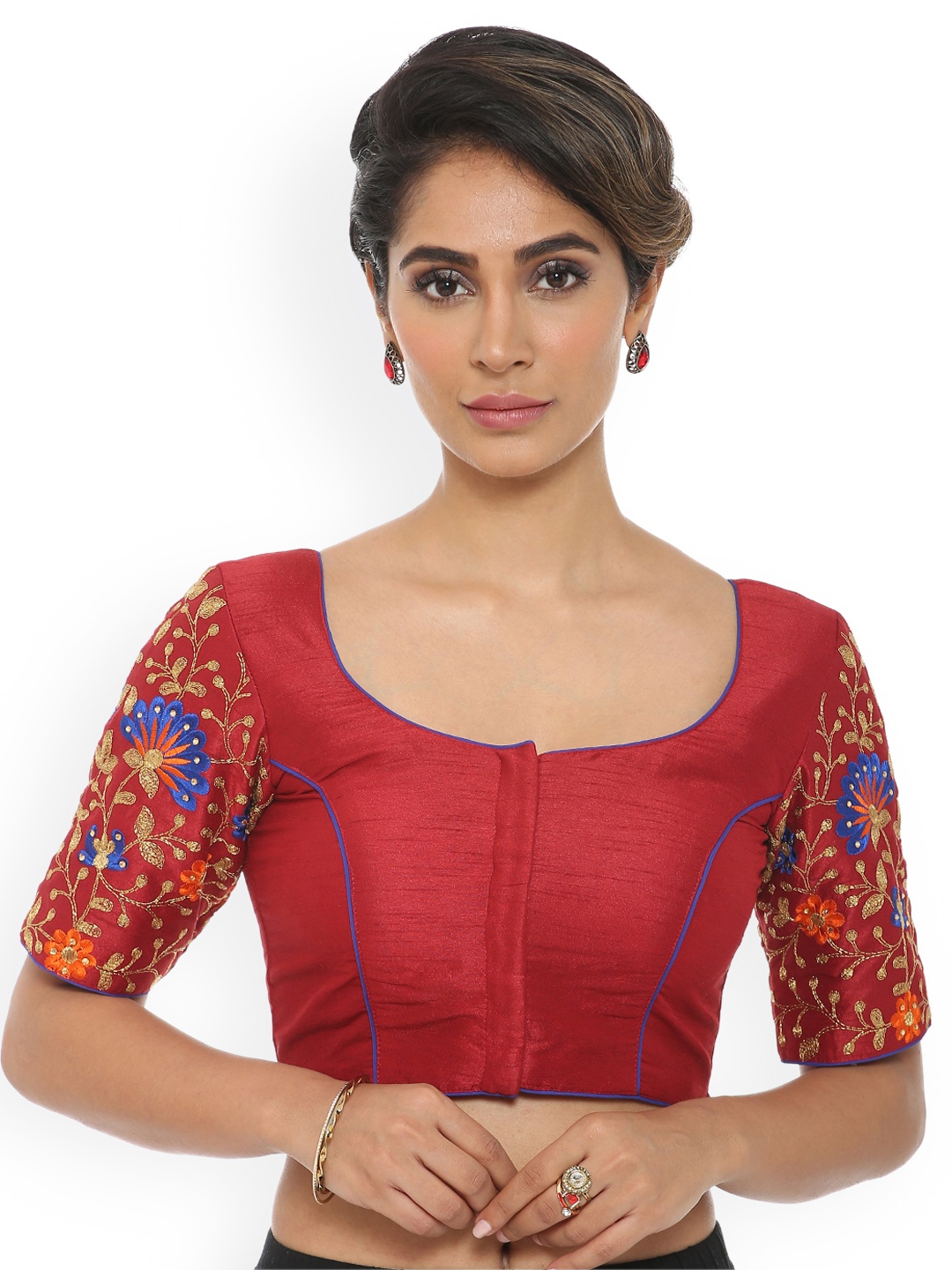 

Soch Maroon Embroidered Saree Blouse