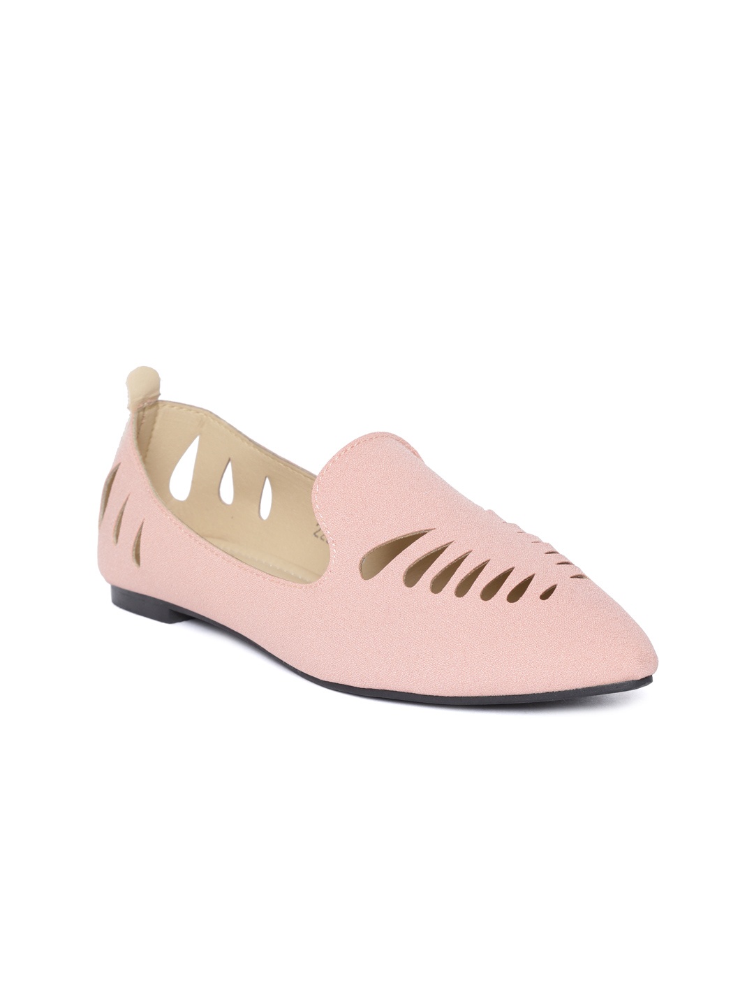 

red pout Women Pink Solid Laser Cuts Flats