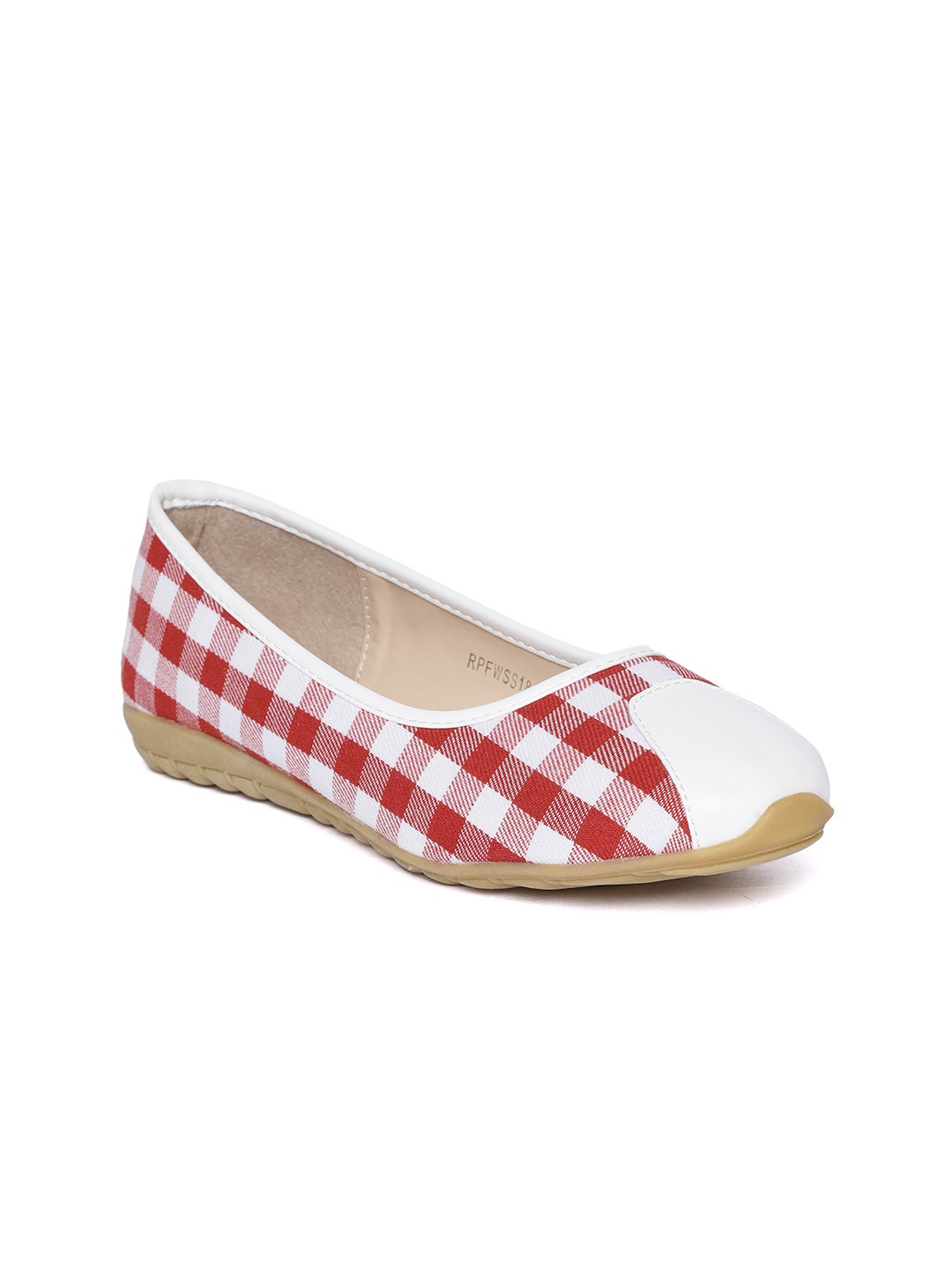 

red pout Women Red Checked Ballerinas