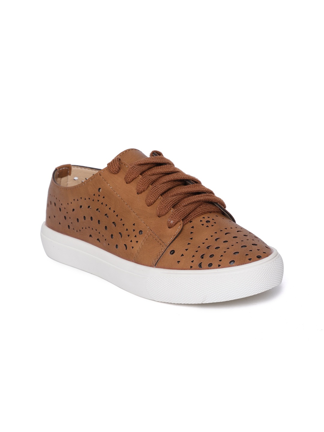

red pout Women Brown Sneakers With Lazer Cuts