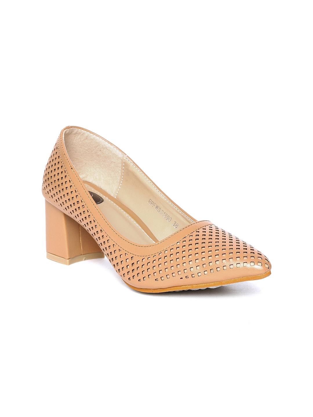 

red pout Women Beige Pumps with Laser Cuts