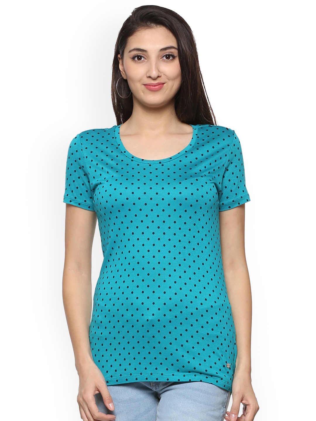 

Allen Solly Women Blue Printed Round Neck T-shirt