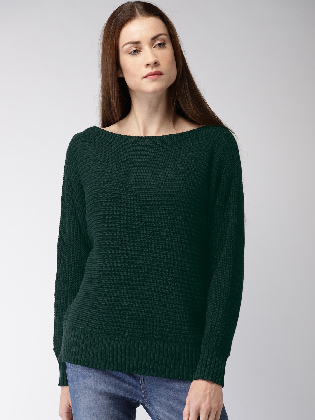 

FOREVER 21 Women Green Solid Pullover Sweater