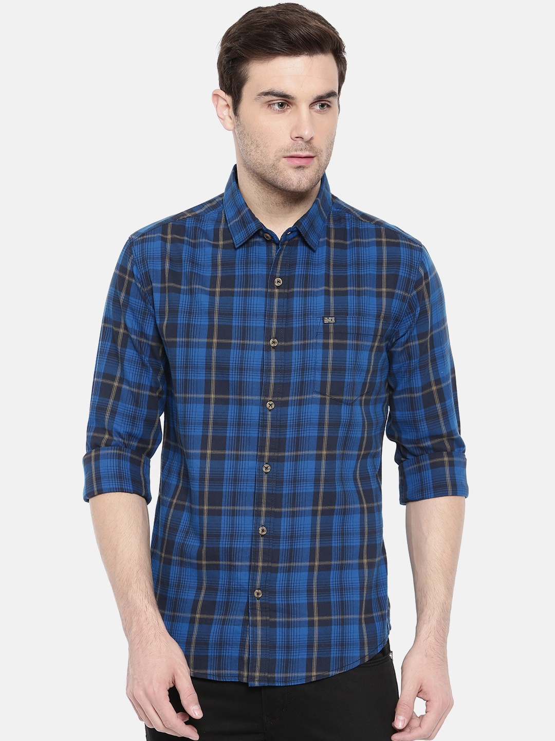 

The Indian Garage Co Men Blue Regular Fit Checked Casual Shirt