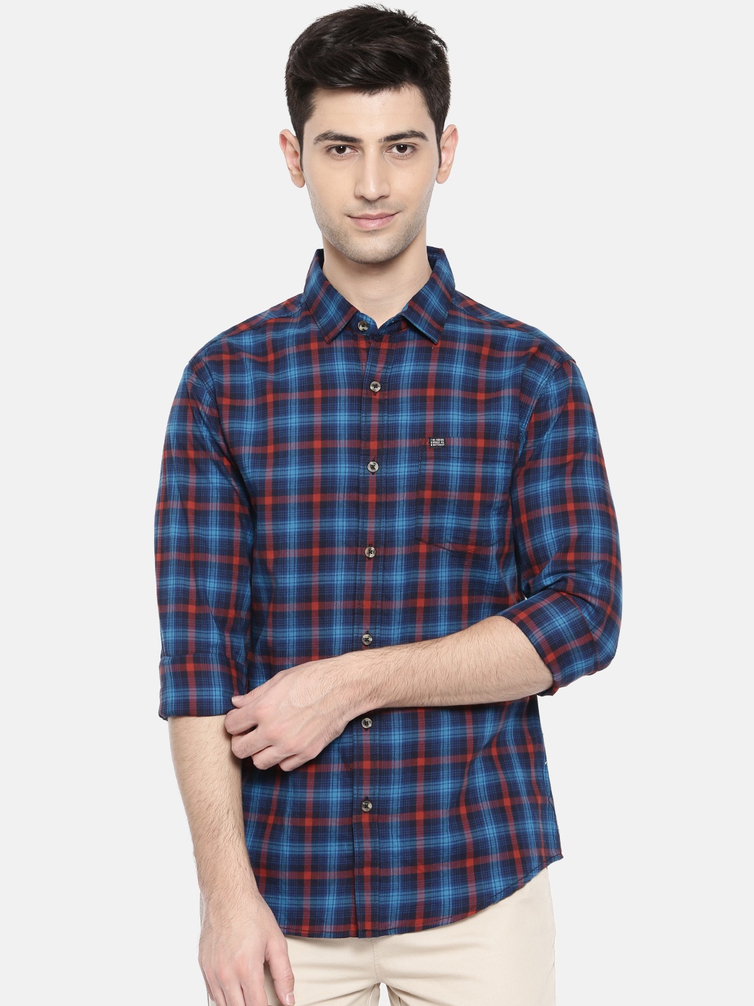 

The Indian Garage Co Men Blue & Red Checked Casual Shirt