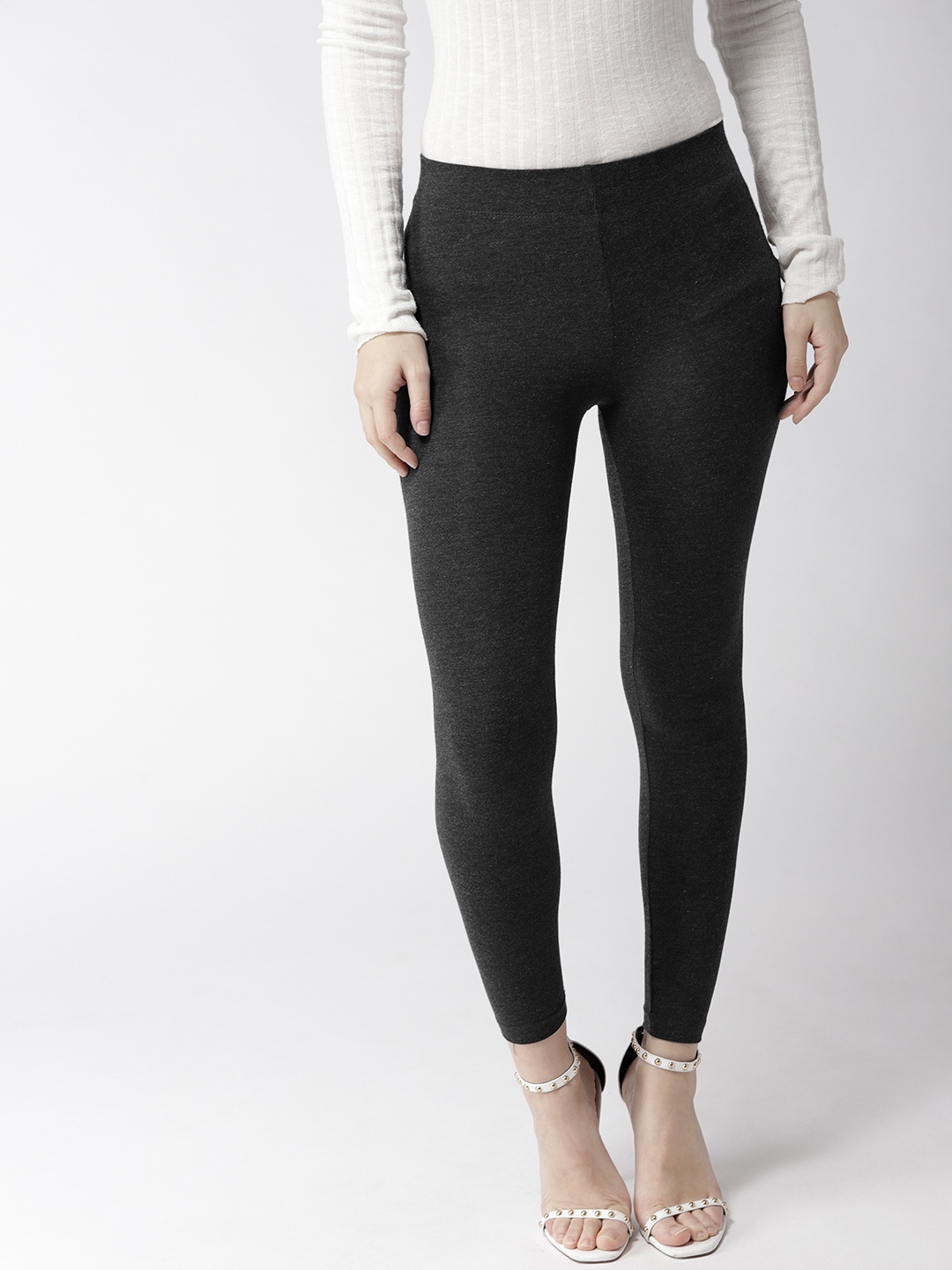 

FOREVER 21 Women Black Ankle-Length Leggings