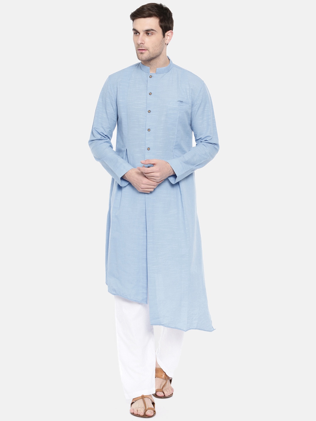 

Freehand Men Blue Solid Straight Kurta
