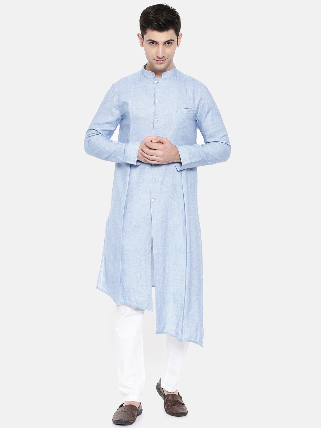 

Freehand Men Blue Solid Straight Kurta