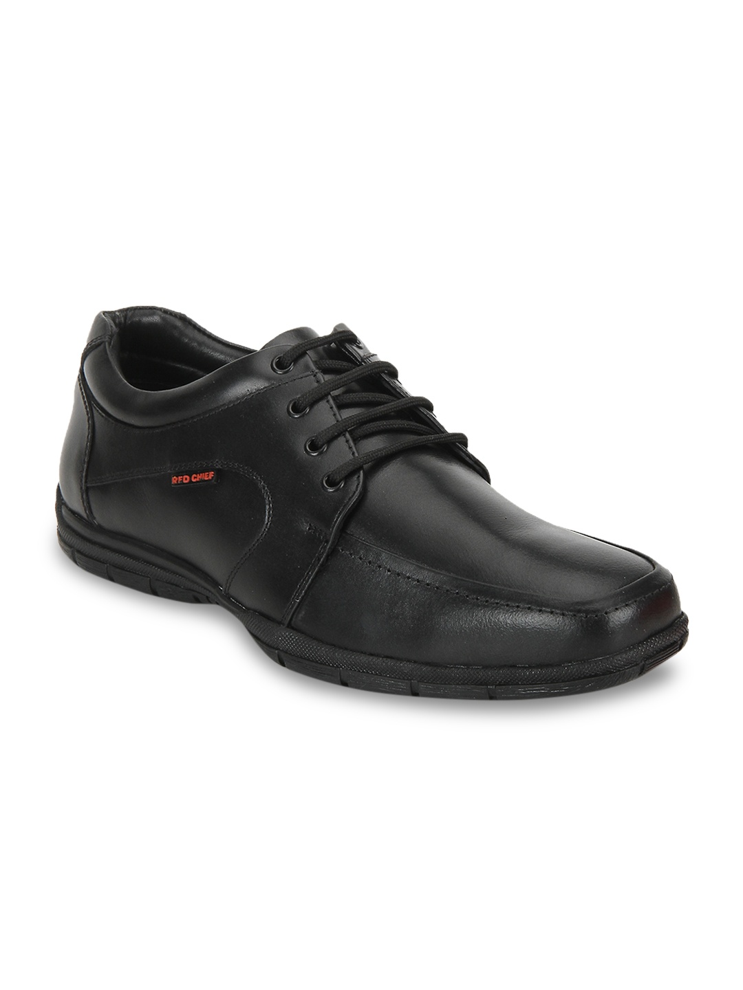 

Red Chief Men Black Solid Leather Semiformal Derbys