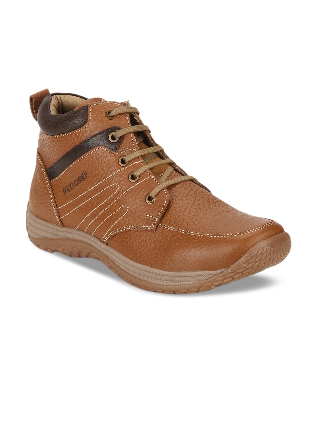 

Red Chief Men Textured Leather Mid-Top Sneakers, Tan