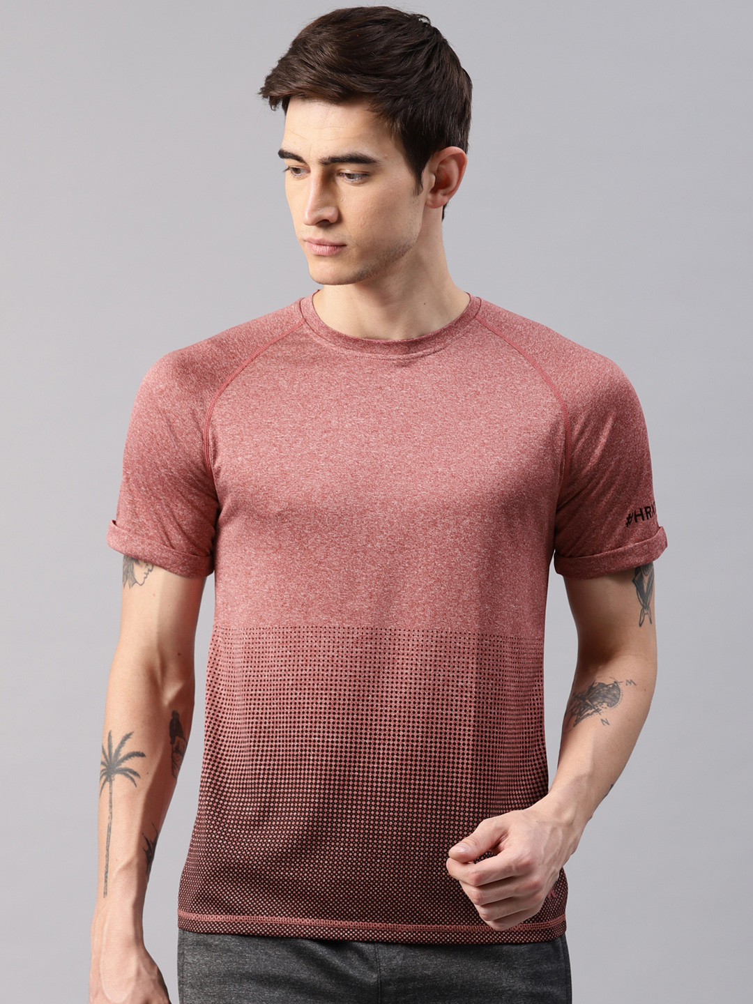 

HRX by Hrithik Roshan Men Maroon Printed Rapid-Dry Round Neck T-shirt