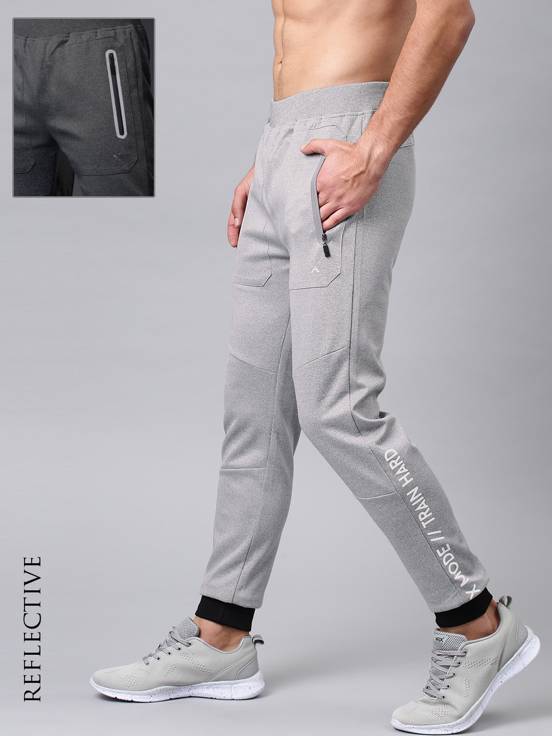 

HRX by Hrithik Roshan Men Grey Melange Solid Rapid-Dry Training Joggers