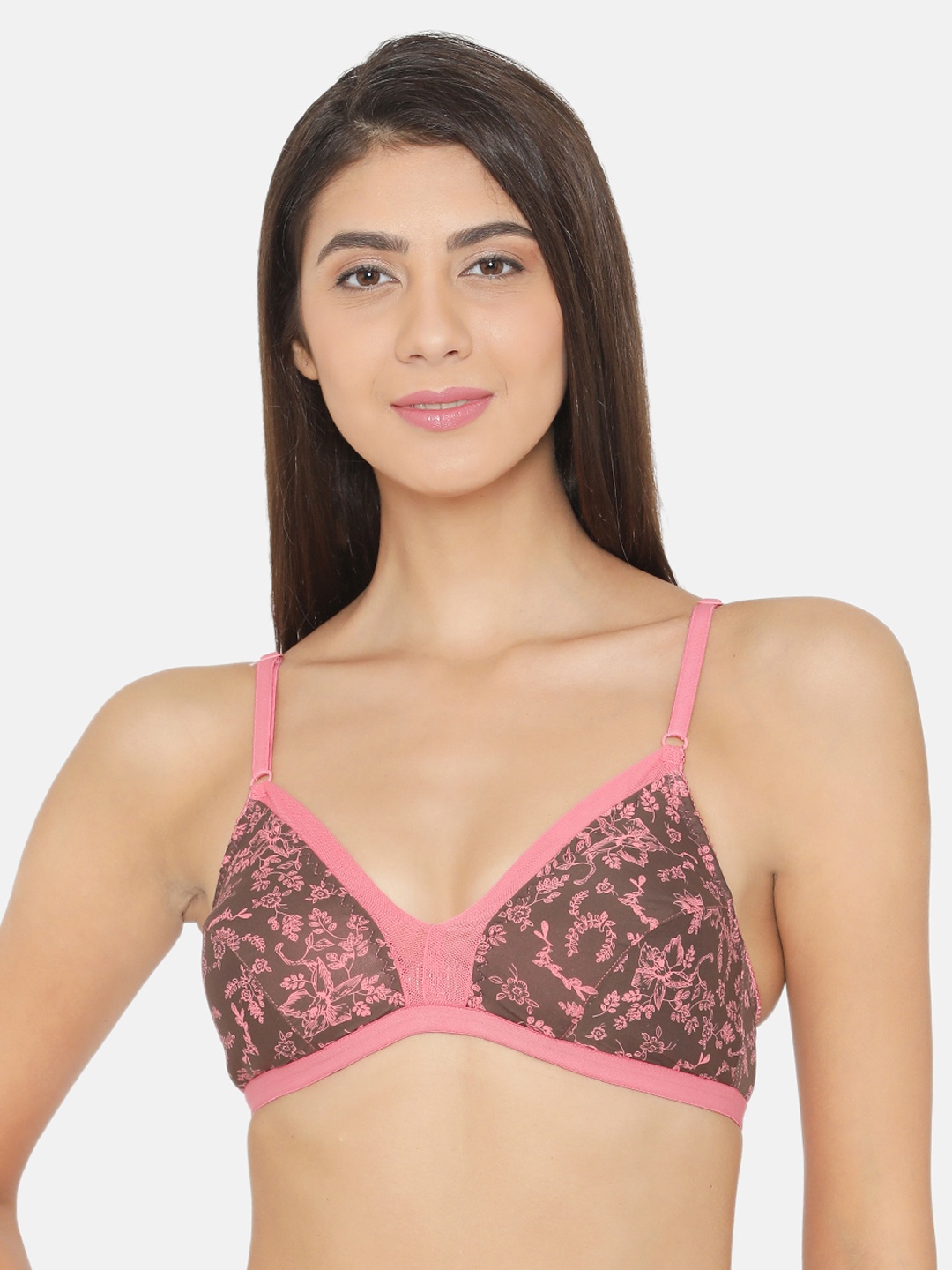 

Clovia Non-Wired Spacer Cup Floral Print Bra, Pink