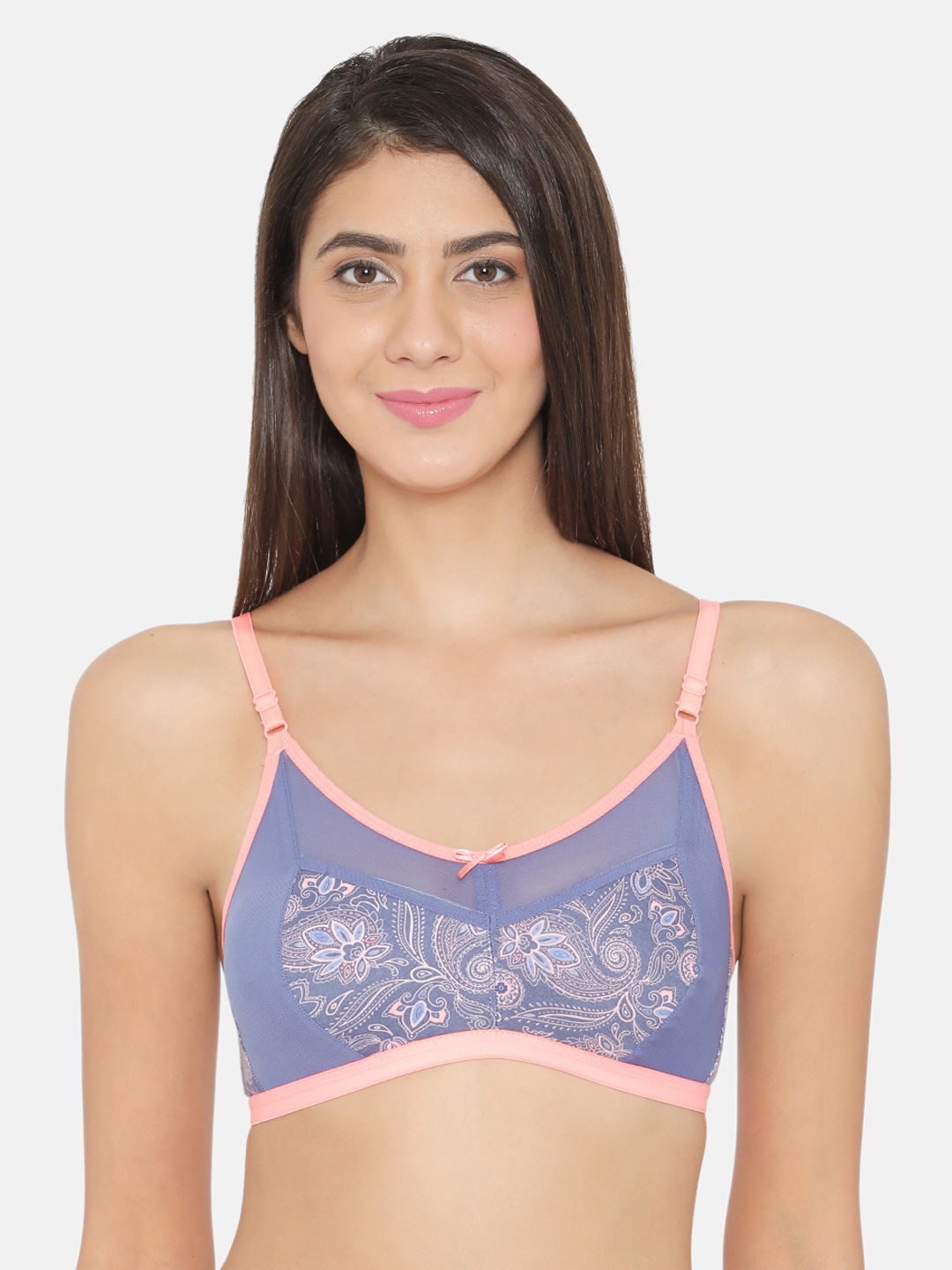 

Clovia Cotton Non-Padded Non-Wired Printed Bra, Blue