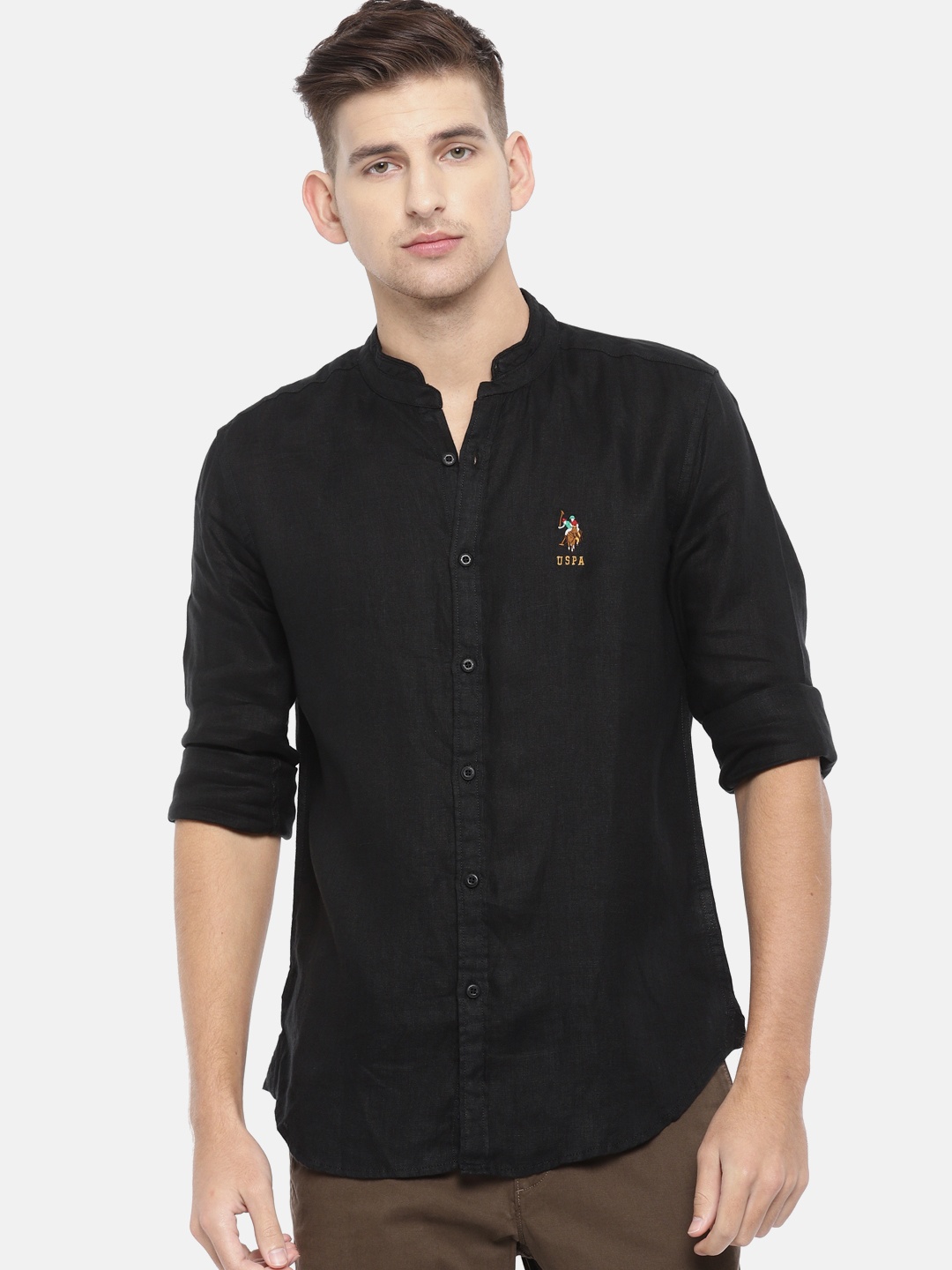 

U.S. Polo Assn. Denim Co. Men Black Regular Fit Solid Casual Shirt