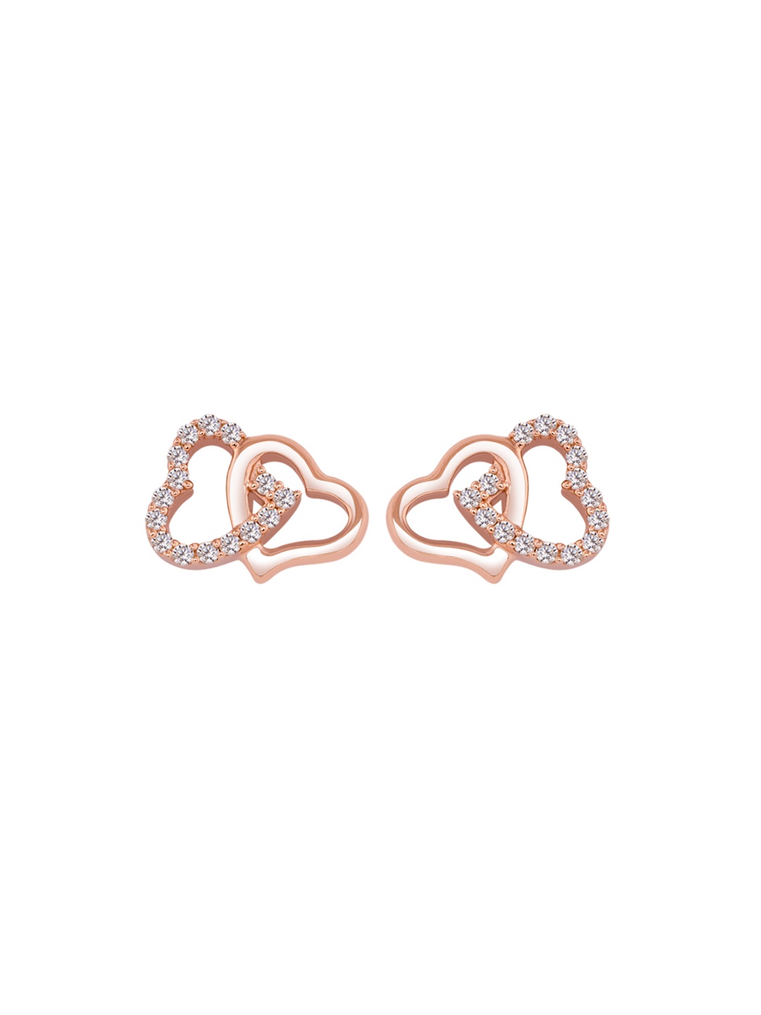 

TALISMAN Silver-Toned Rose Gold-Plated CZ Handcrafted Heart Shaped Studs