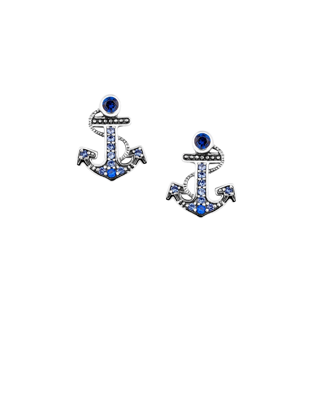 

TALISMAN Blue & Silver-Toned Rhodium-Plated CZ Handcrafted Quirky Studs