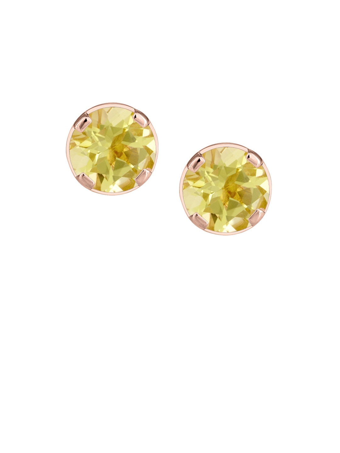 

TALISMAN Rose Gold-Plated Sterling Silver Green Embellished Circular Stud Earrings